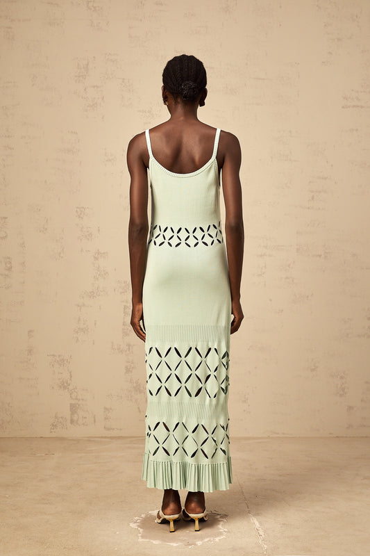 Léonore green cut-out knitted maxi dress