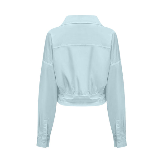 Coline Blue Asymmetrical Ruched Shirt
