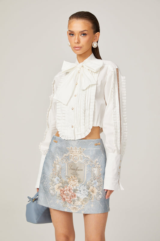 Aliénor blue embroidered mini skirt