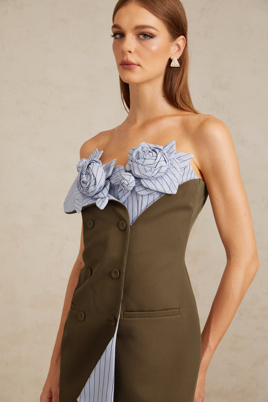 Johanna Brown Floral Panelled Mini Dress