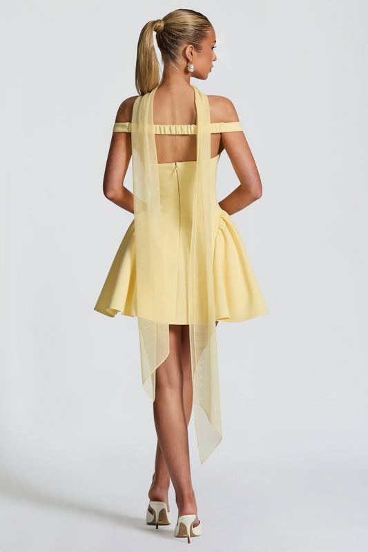 Ifig Yellow V-neck Corset Mini Dress