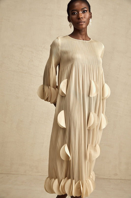 Alizée 3d-petal pleated midi dress