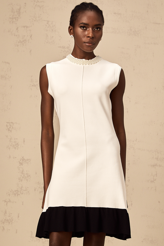 Coralie white faux-pearl knitted cardigan