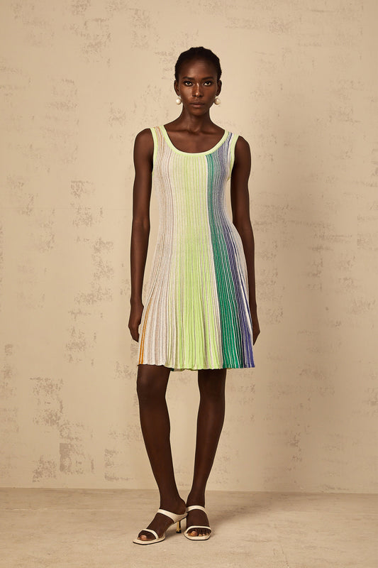 Amaryllis Green Sequin Striped Knit Mini Dress