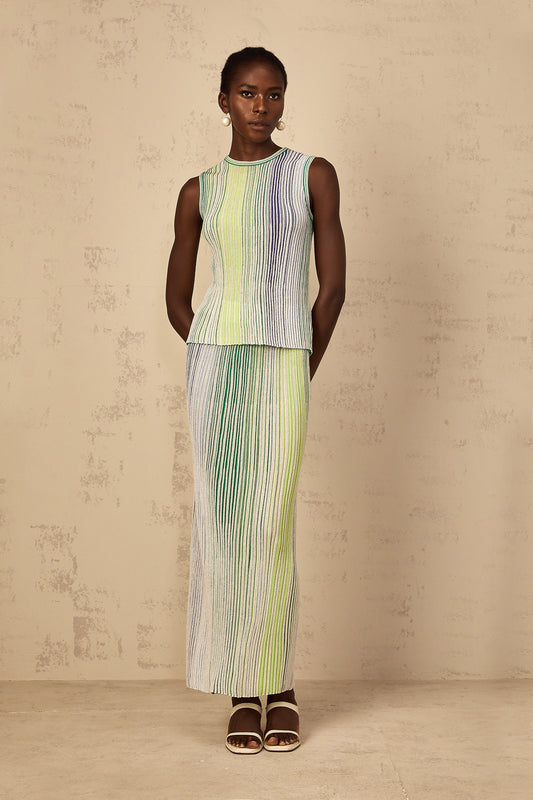 Ulysse Green Glitter Pleated Knit Matching Set