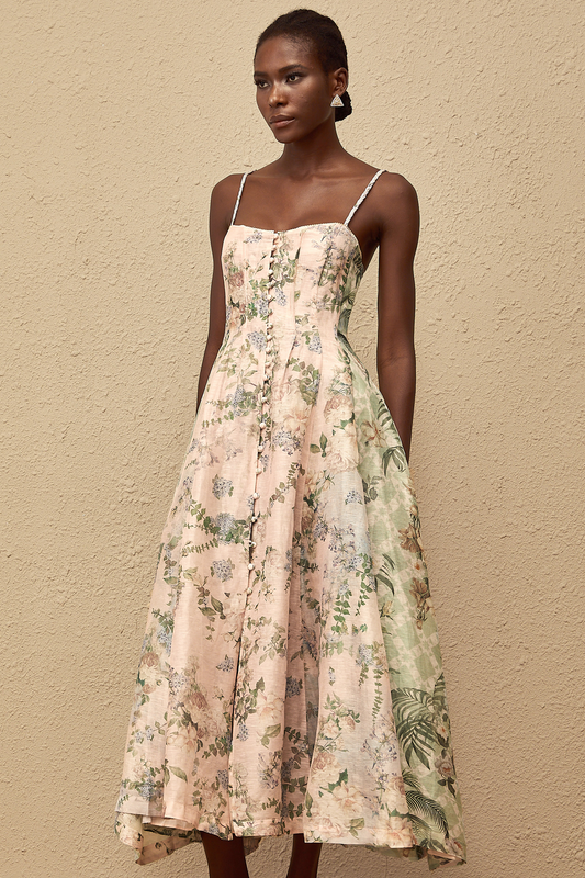 Aurore Pink Floral Print Maxi Dress