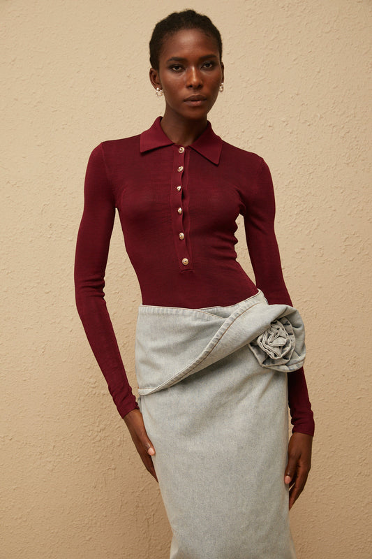 Angeliki Red Knit Bodysuit