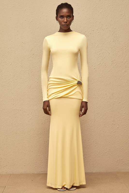 Nolwenn Yellow Gathered Maxi Dress