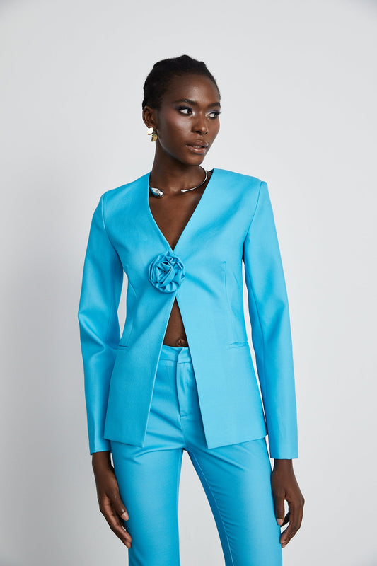 Cassandra floral satin jacket & trousers matching set