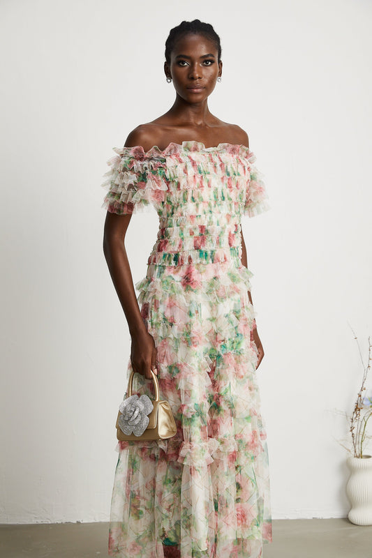 Suzette floral-print tiered midi dress