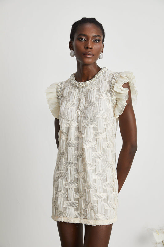 Bernadette interwoven embellished mini dress (US Only)