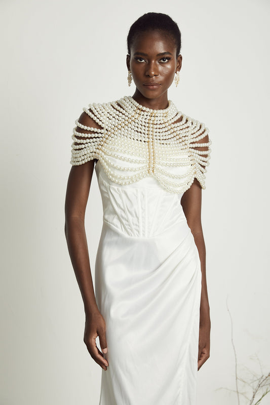 Pauline faux-pearl shawl