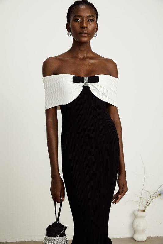 Éliane bow-detail ribbed maxi dress