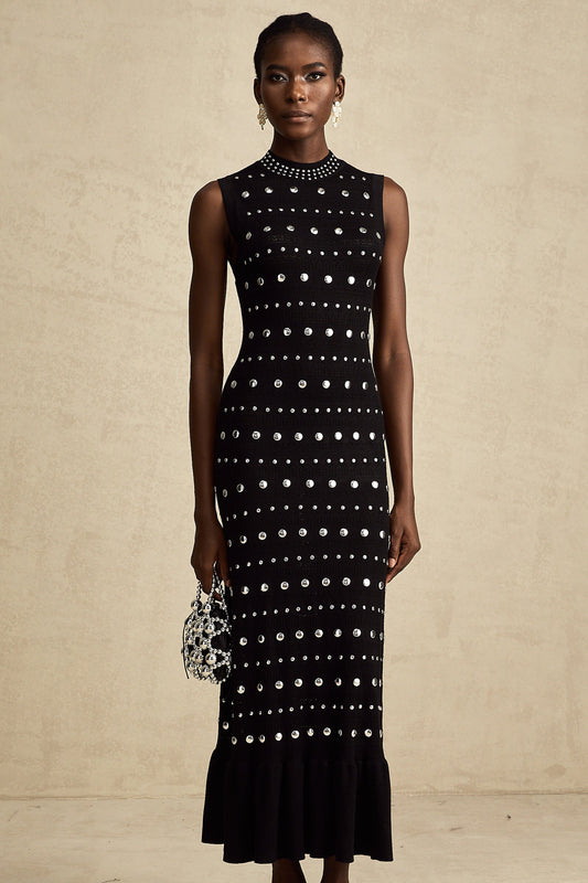 Chloé studded crochet-knit maxi dress in Black