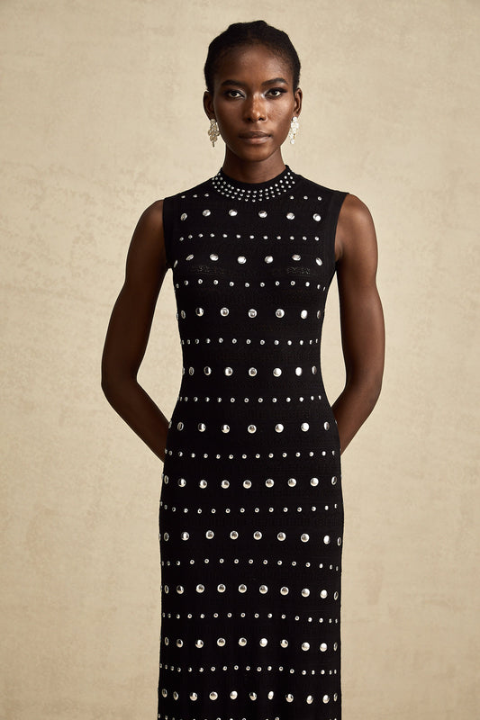 Chloé studded crochet-knit maxi dress in Black