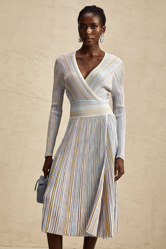 Amélie vertical-stripe knitted midi dress (US Only)