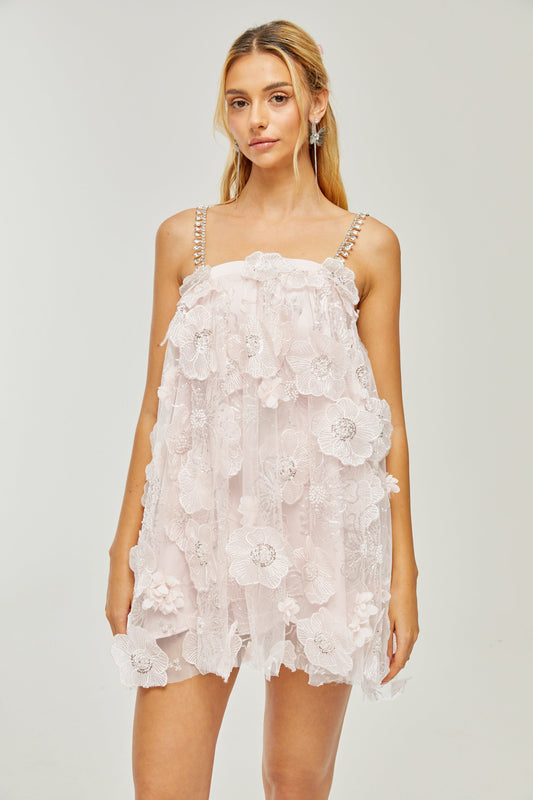 Valérie crystal-embellished floral mini dress