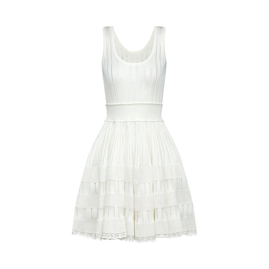 Noémie white cut-out pleated mini dress