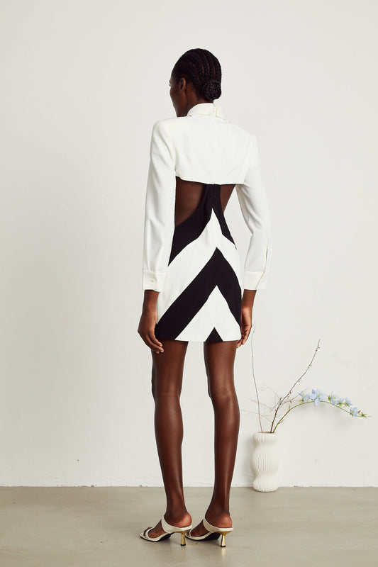 Ophelia neck-tie cut-out mini dress