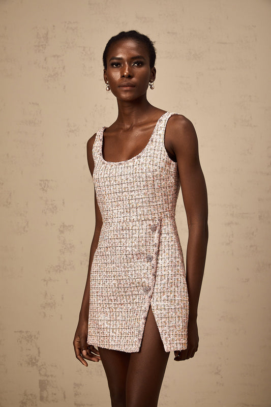 Aoife pink embellished tweed mini dress (US Only)