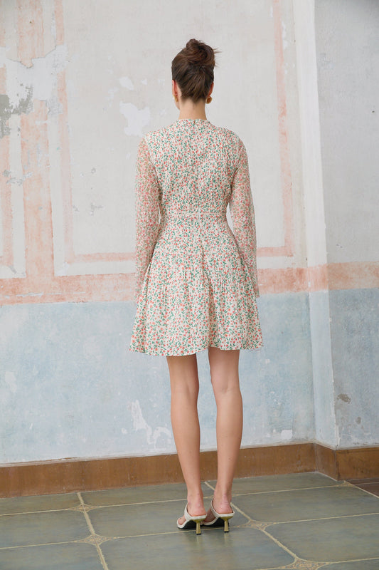 Marion floral-print pleated mini dress