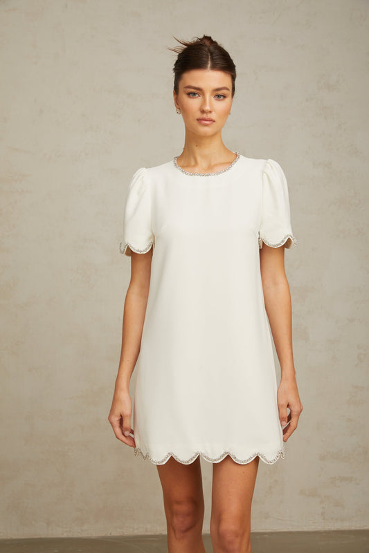 Bérénice white crystal-embellished mini dress (US Only)