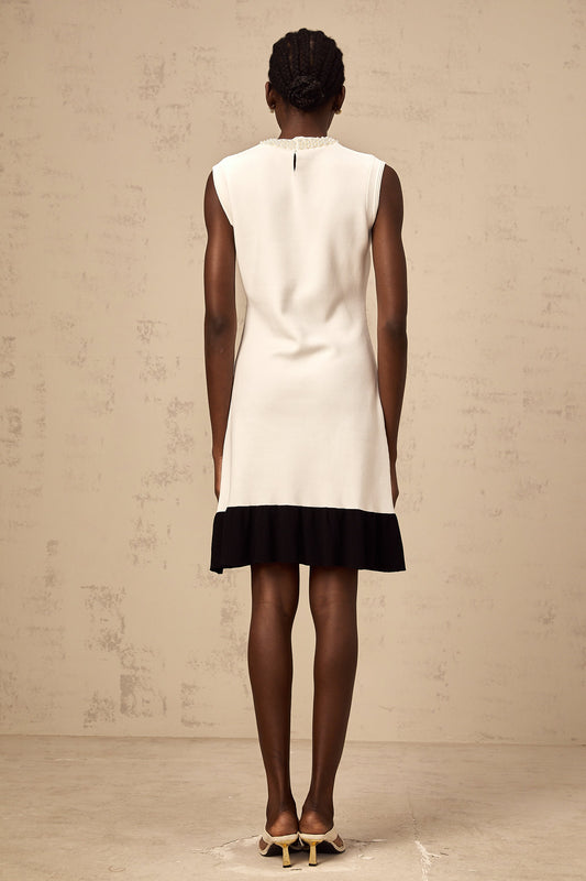 Coralie white faux-pearl knitted cardigan