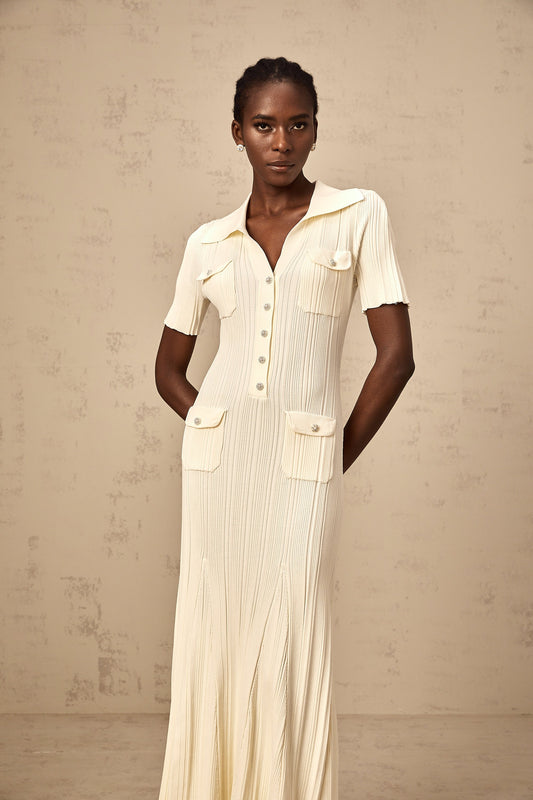 Nouria neutrals ribbed-knit midi dress