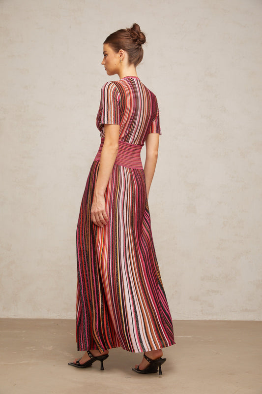 Quirine multicolor metallic knit maxi dress
