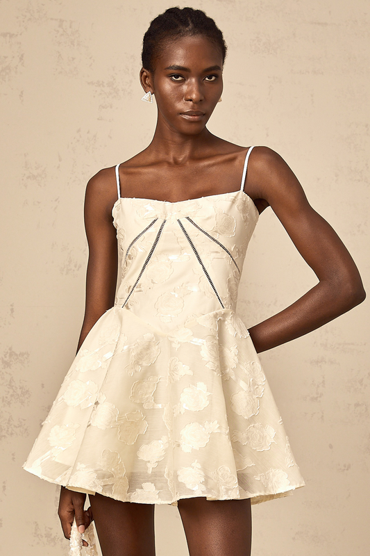Adabella white floral-jacquard mini dress