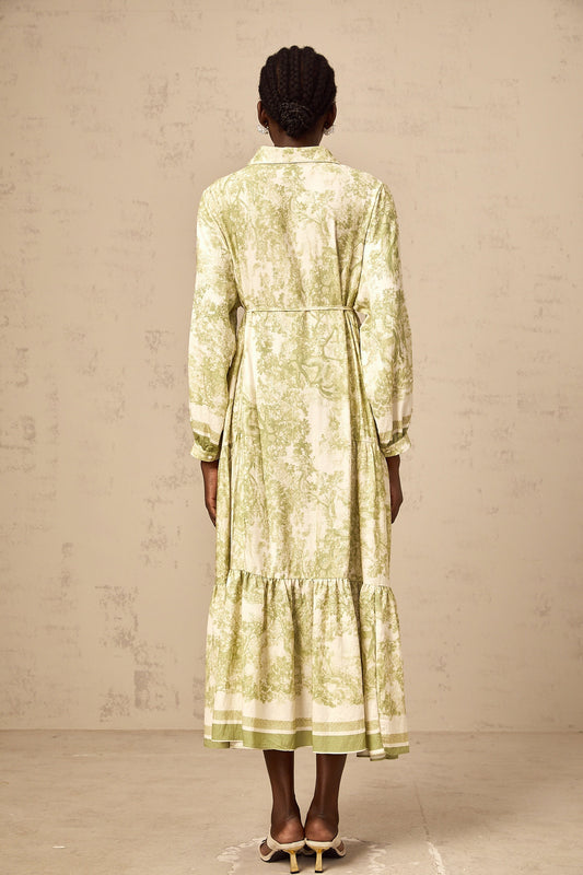 Adélaïde graphic-print midi dress in Green