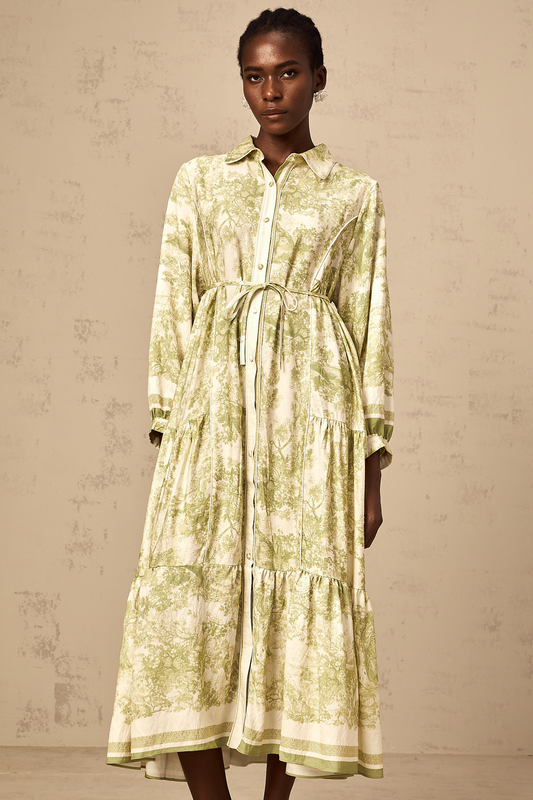 Adélaïde graphic-print midi dress in Green