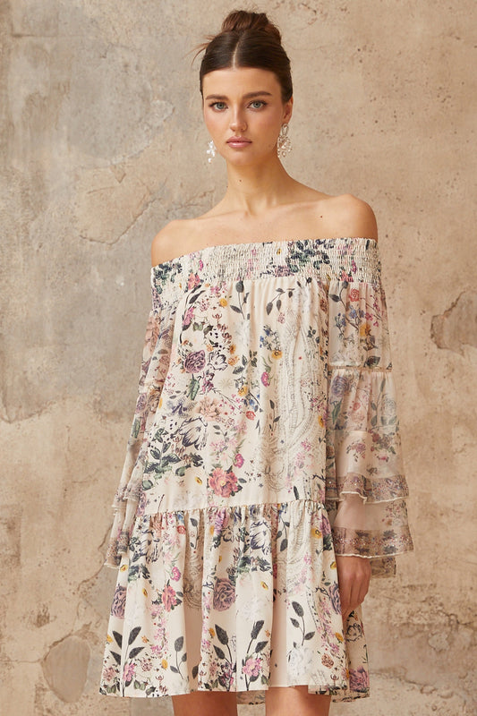 Yasmine smocked floral-print mini dress