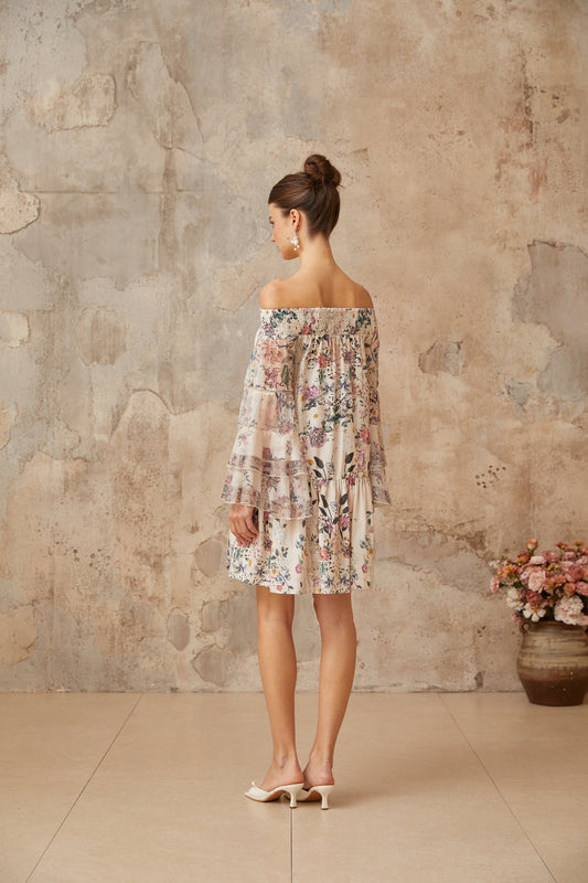 Yasmine smocked floral-print mini dress