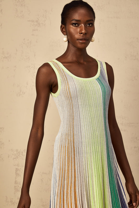 Amaryllis Green Sequin Striped Knit Mini Dress