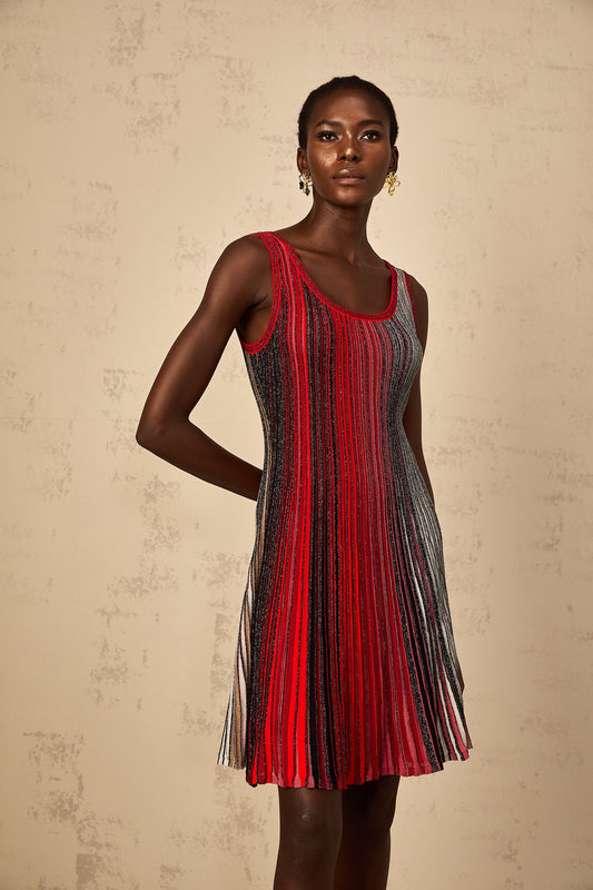 Amaryllis Red Sequin Striped Knit Mini Dress (US Only)