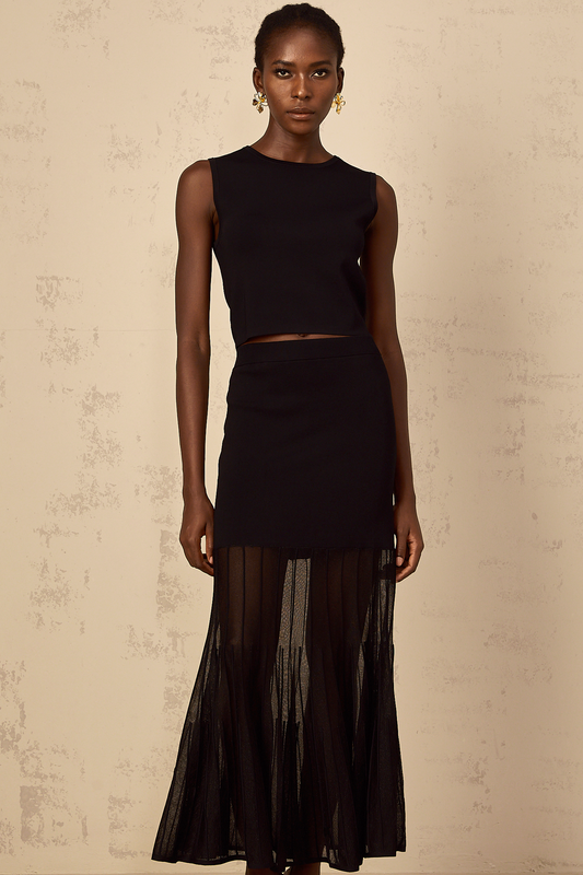 Cerise Black Panelled Fine Knit Matching Set