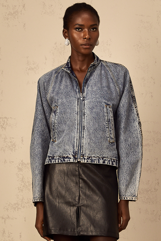Isidore blue whiskering denim jacket