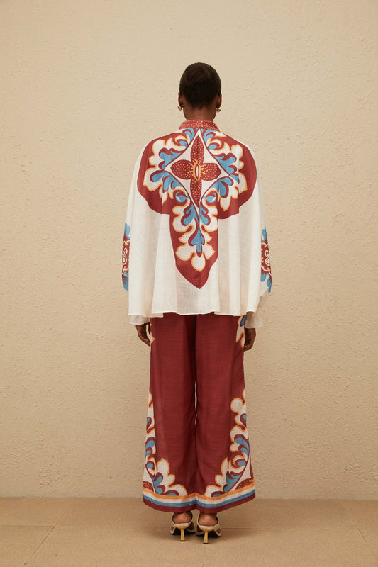 Énigmatique Brown Graphic Print Blouse & Trousers Co-ord