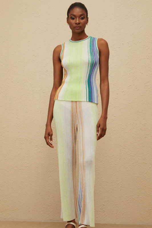 Ulysse Green Glitter Pleated Knit Top & Trousers Set