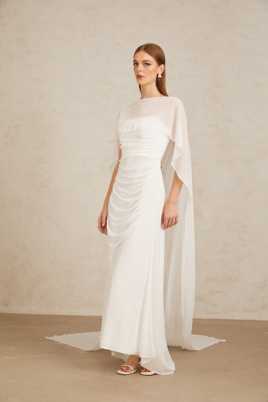 Léonie White Tulle Cape & Dress Set