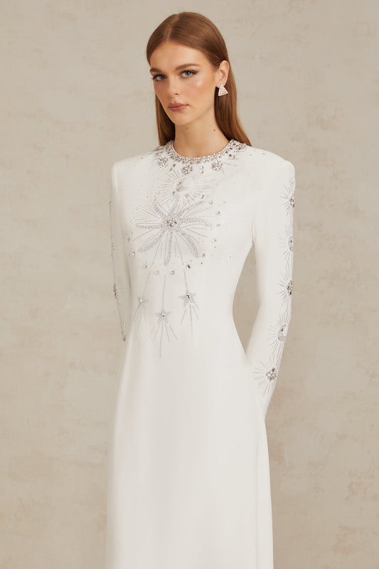 Aloïse White Embellished Maxi Gown