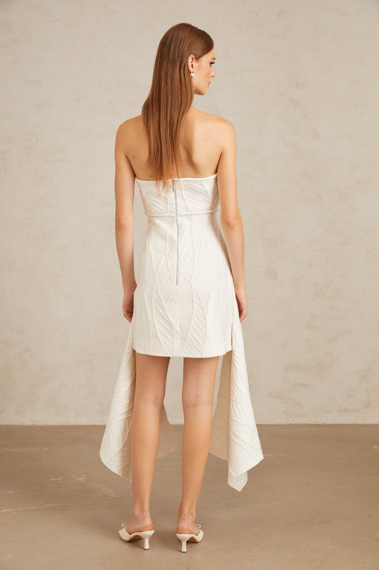 Maria White Off-Shoulder Textured Mini Dress