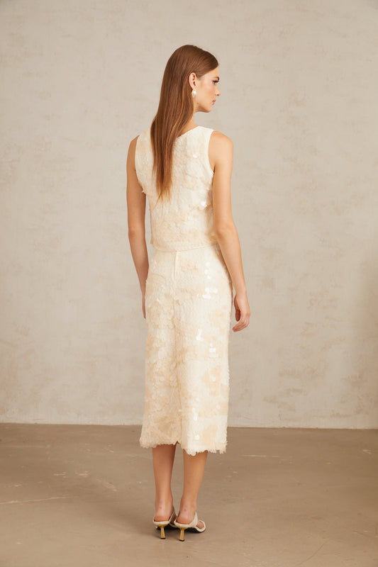 Maisie Textured Embellished Sequin Top & Skirt Co-ord