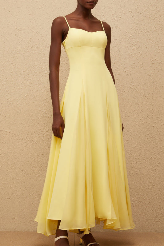 Sofie Yellow Pleated Maxi Dress