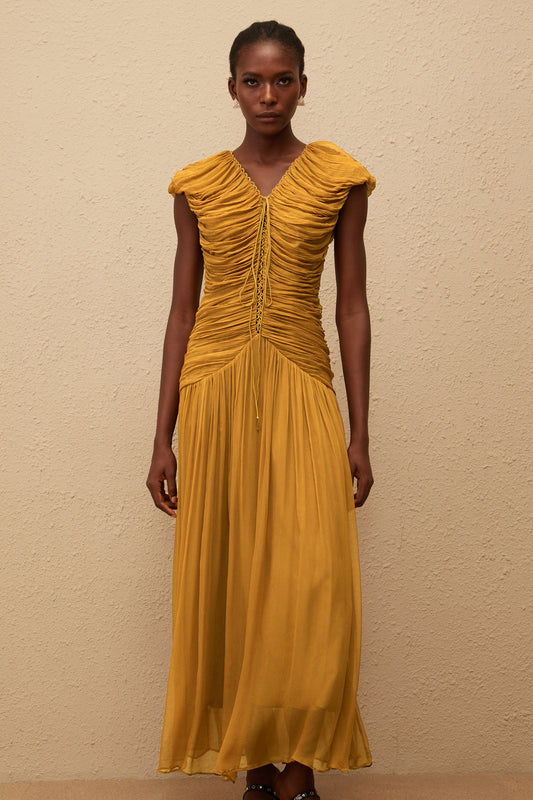Vérane Ginger Ruched Chiffon Maxi Dress
