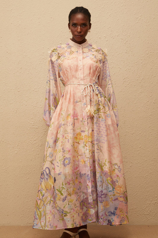 Delphine Pink Floral Print Maxi Dress