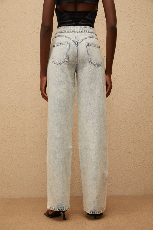 Giulia Light Blue Patchwork Cargo Jeans