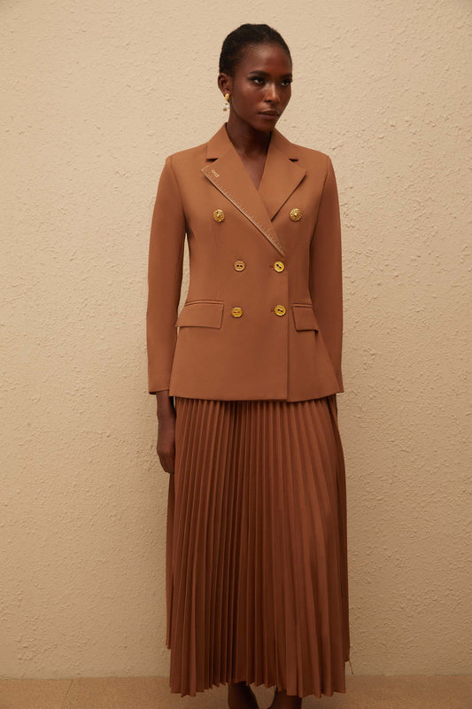 Maëlys Caramel Double Breasted Blazer & Skirt Set