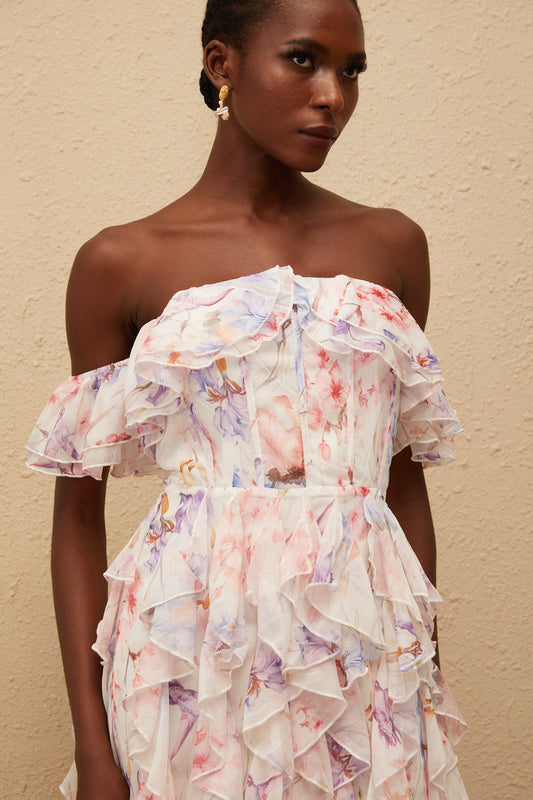 Madison Pink Floral Print Ruffled Mini Dress